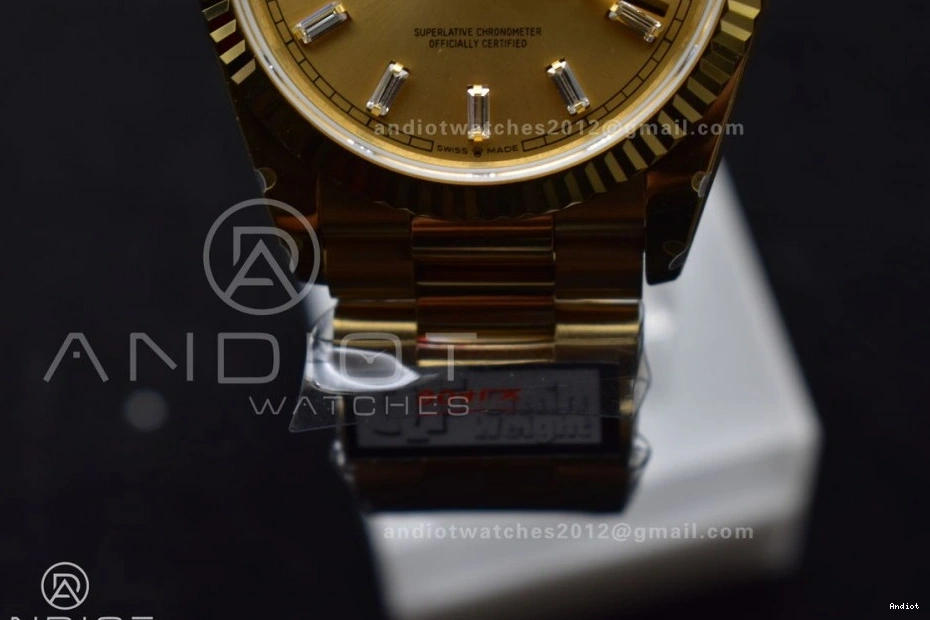 Diamond 904L QF with on vr3255 Dial (Gain Bracelet V5 YG Gold 36 Best Weight) DayDate Edition Steel President Stick 0425